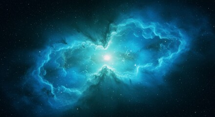 Cosmic nebula, swirling blue clouds in space