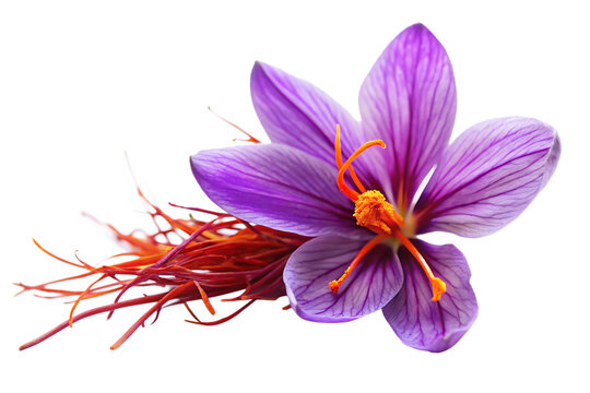 A saffron pistil displayed against isolated on white background PNG