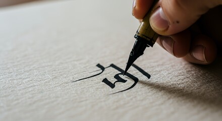Calligraphy Pen Writes on Paper