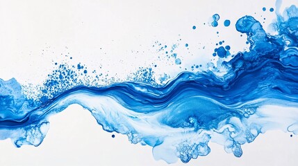 Vibrant Blue Water Splash on Clean White Canvas Showcasing Fluid Motion and Energy