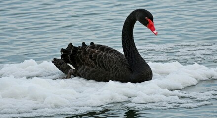 Obraz premium Black Swan on water