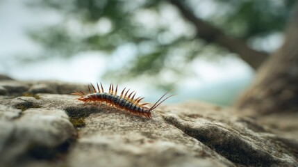 Obraz premium Centipede on rock
