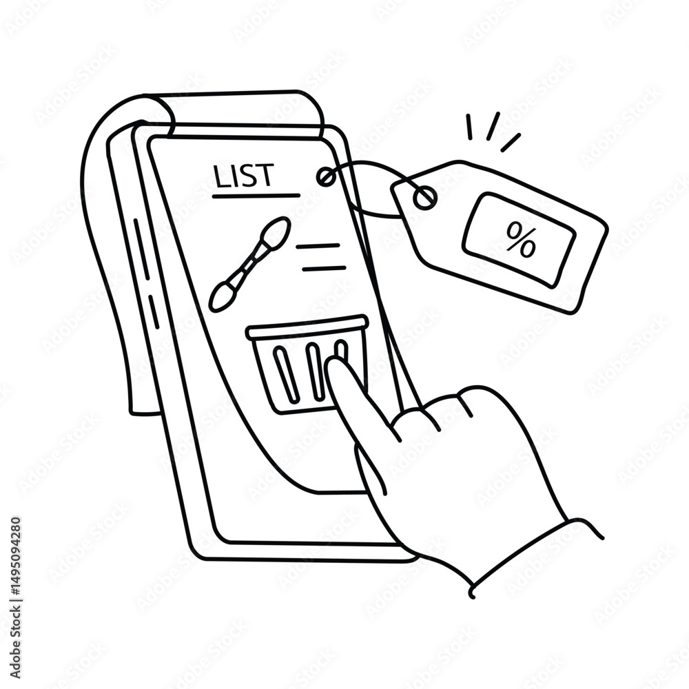Poster add to cart vector outline illustrations. eps 10 file