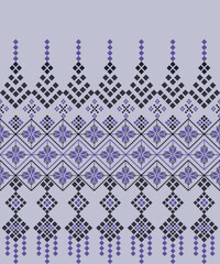 Geometric ethnic seamless pattern with soft and dark purple shade. Traditional Thai oriental border .