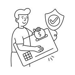 Credit card vector outline illustrations. EPS 10 file