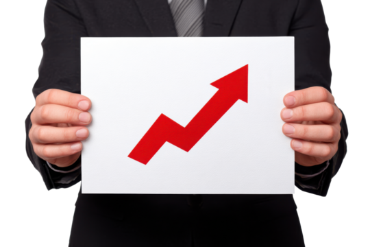 Businessperson Holding Upward Trending Graph Chart Showing Growth Success
