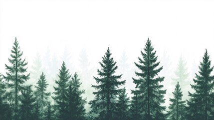 Lush Green Forest Scene Against a Bright White Background