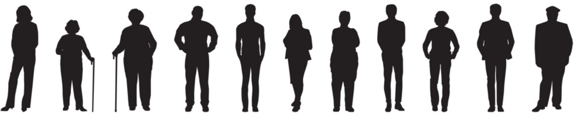 diverse people silhouette vector illustration