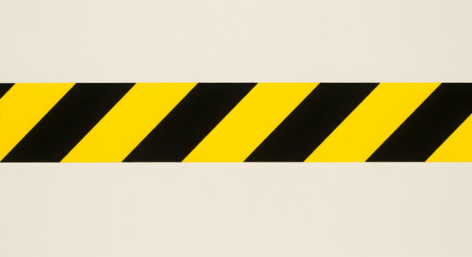 Black and Yellow Diagonal Striped Caution Barrier Tape on White Wall