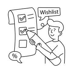 Wishlist Item vector outline illustrations. EPS 10 file