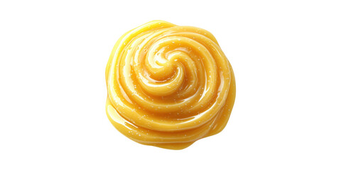 Fototapeta premium Swirled Caramel Sauce With Sea Salt. Sweet Dessert Topping And Flavor Enhancement Isolated On Transparent Background