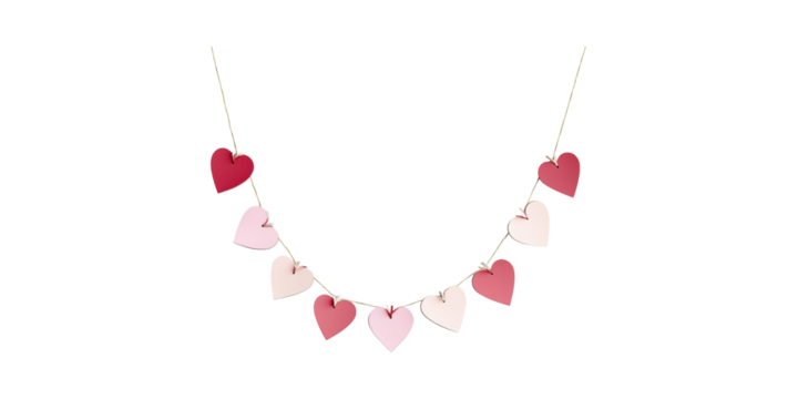 Heart-Shaped Garland Decoration For Valentine'S Day Celebrations. Romantic And Festive Decor Isolated On Transparent Background
