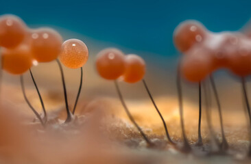 Slime molds. The smallest mushrooms in the world. Mysterious creatures of nature. Nature...