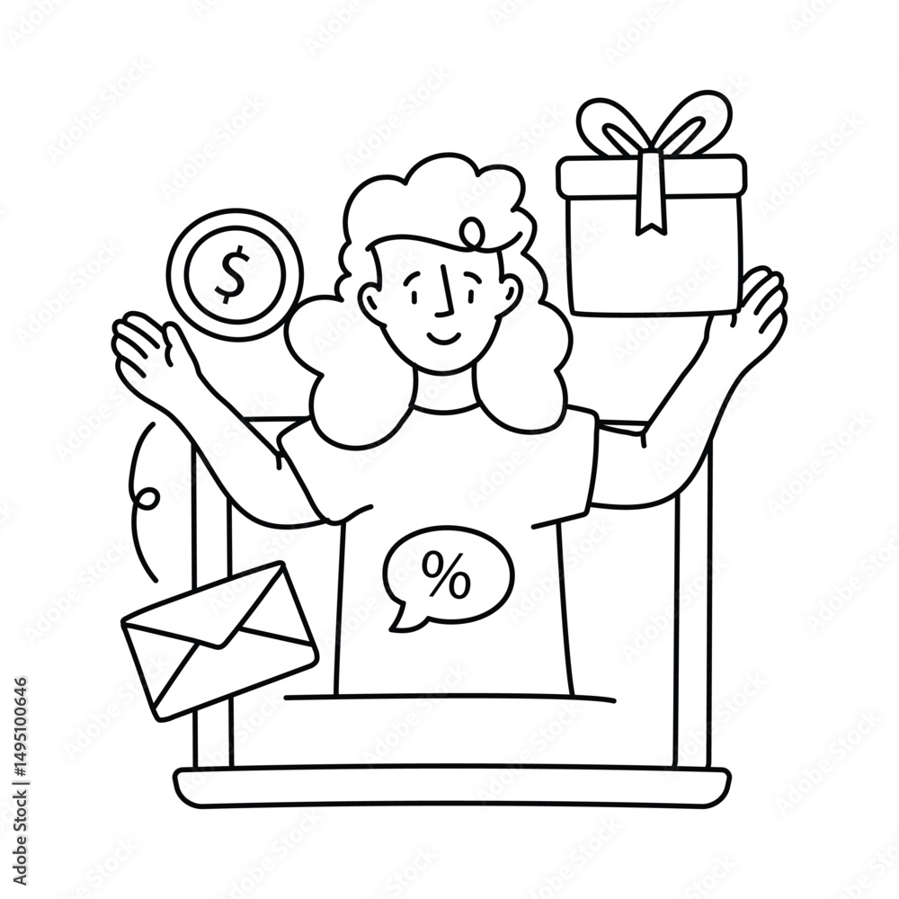 Poster loyalty program vector outline illustrations. eps 10 file
