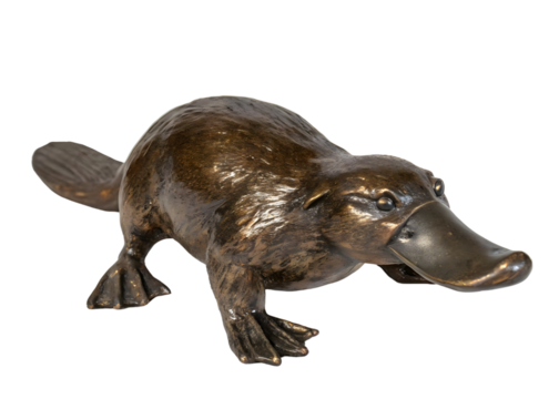 Old bronze pig isolated