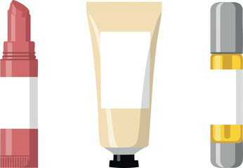 Lipstick cream and deodorant beauty care cosmetic products vector illustration design 