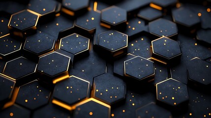 Obraz premium Abstract hexagonal pattern with glowing edges on a dark background