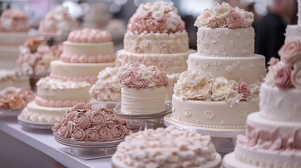 wedding cake samples beautifully displayed