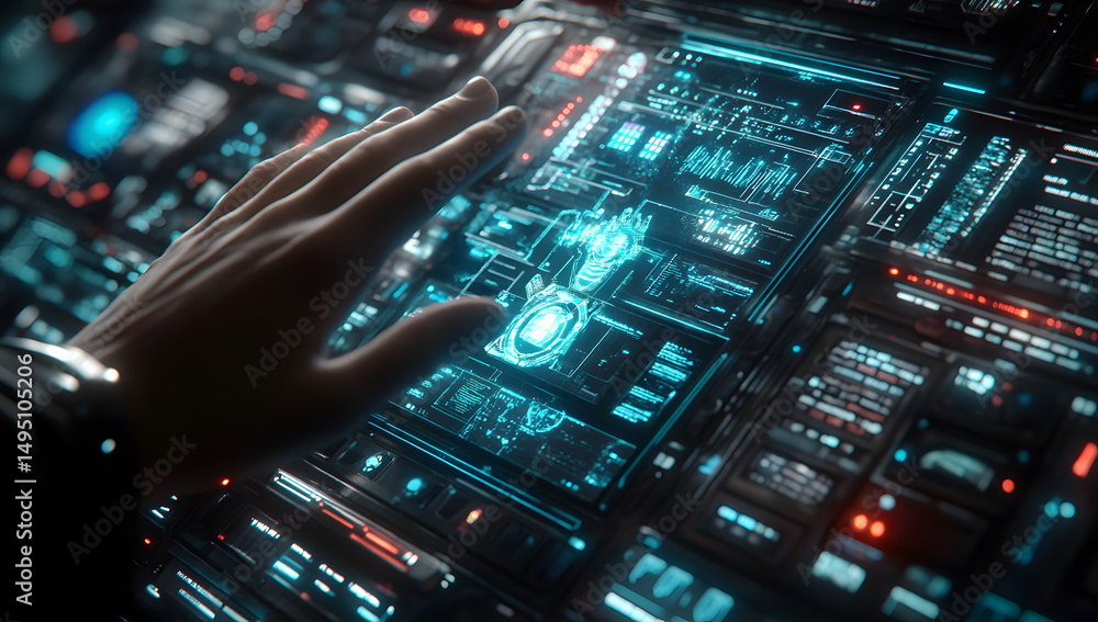 Poster showcase sophisticated images of agentic ai interacting with humans via innovative interfaces and se