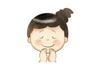 女の子の顔　表情　考える、お祈り