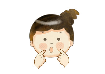 女の子の顔　表情　考える、お祈り、