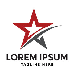 Modern Red Star Logo with Dynamic Swoosh in Professional Design