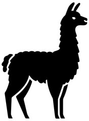 vector silhouette of a llama in black color