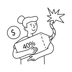 Discount Offer vector outline illustrations. EPS 10 file