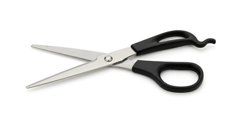 Sharp Scissors with Black Handles:A pair of sharp scissors with black plastic handles, perfect for various cutting tasks.  The blades are sleek and the overall design is clean and functional.