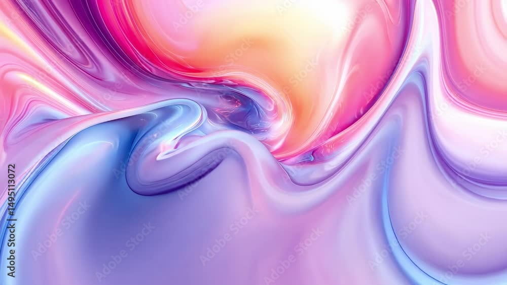 Poster fluid pink and blue abstract swirling waves with soft gradients and smooth transition