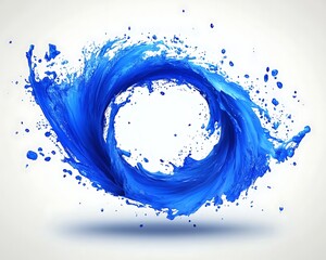 Fototapeta premium A swirl of vibrant blue liquid with splashing droplets is displayed