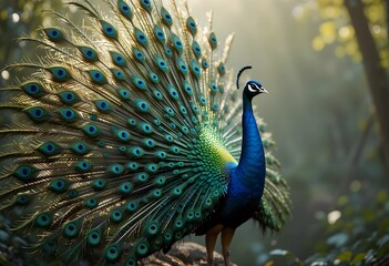 Obraz premium peacock with feathers out