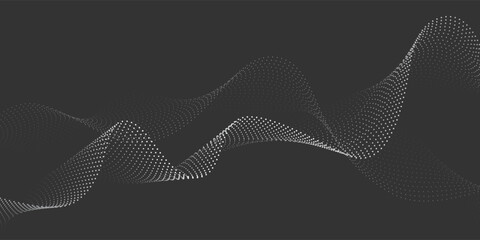 Abstract flowing wave of particles. Digital motion element for modern design. Technology background.