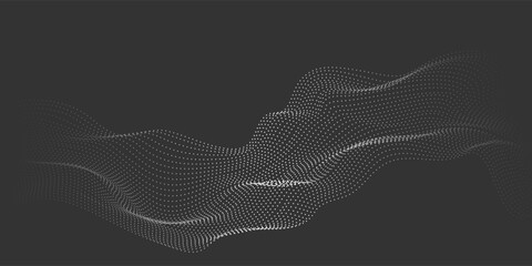 Abstract flowing wave of particles. Digital motion element for modern design. Technology background.