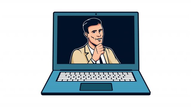 Online Fraud Hacker Revealed Behind Mask on Laptop Screen Animation. This visual metaphor illustrates cybercrime, online fraud, identity theft, and social engineering.