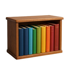 colorful books in a row isolated on transparent or white background PNG