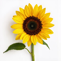 Obraz premium Bright yellow sunflower in full bloom on a white background — bold, radiant, and full of sunny energy.