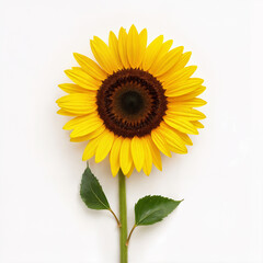 Fototapeta premium Bright yellow sunflower in full bloom on a white background — bold, radiant, and full of sunny energy.
