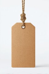 Blank kraft paper tag, suspended by a natural twine