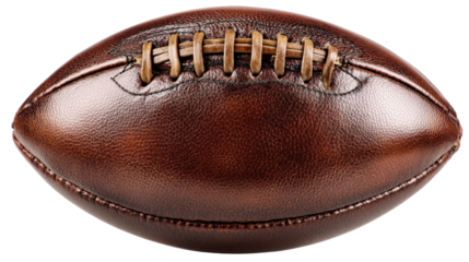 American Football with Laces: A close-up image showcases a meticulously crafted American football, highlighting the rich texture of its leather casing and the intricate detail of the laces.
