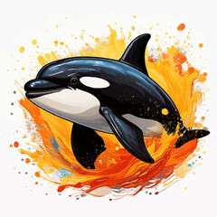 Orca with Abstract Splash Design