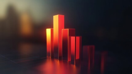 Rising Graph Reflecting in Dark Cityscape