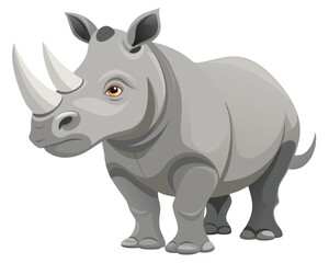 Fototapeta premium lifelike rhinoceros with its rough gray skin and large horn
