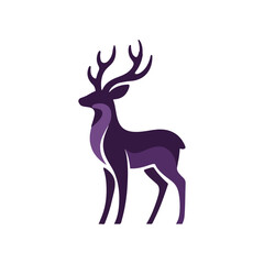 Obraz premium Purple Stylized Deer with Large Antlers Logo