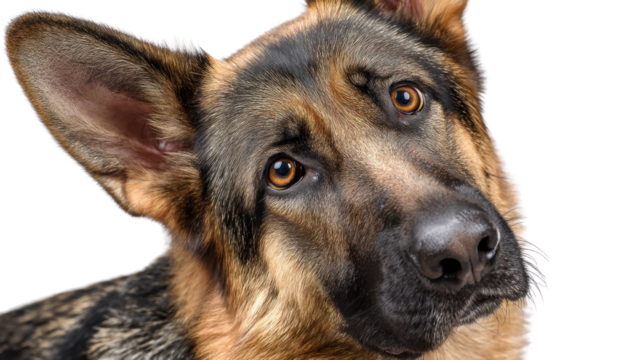 German Shepherd's Gaze: Captivating gaze of a German Shepherd dog, the loyalty and intelligence is evident in its eyes.  This picture portrays the essence of companionship.