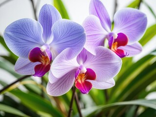 Obraz premium Exquisite Blue and Pink Orchid Blooms with Lush Foliage