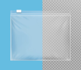 EVA resealable zip-lock packaging bag mockup. Vector illustration isolated on transparent background. Great for your design. EPS10. © realstockvector