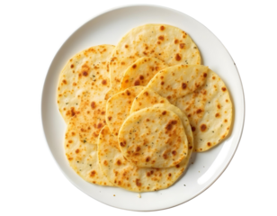 Cheese Aalu paratha on white plate transparent background
