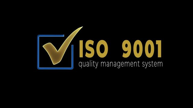 ISO 9001 Quality Management System Concept on the transparent background. representing certification standards, business excellence, ISO certified, standardization. Motion graphics of ISO  icons.