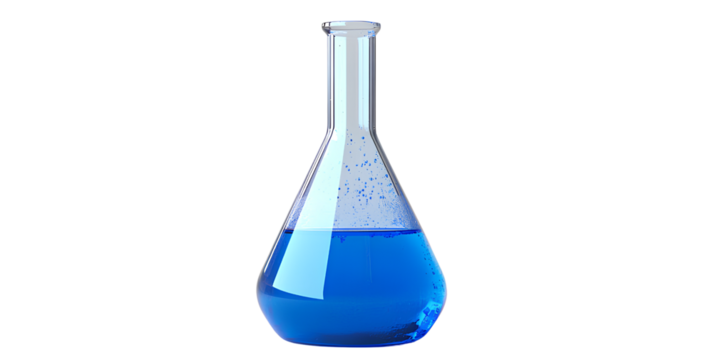  Blue liquid in an Erlenmeyer conical flask on a transparent background PNG, white background, PNG file 